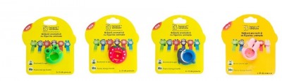 Bratara aromatica x 4 buc. + 8 rezerve, din silicon cu figurine animate pentru copii (broasca verde+capsuna rosie+delfin albastru+iepure roz