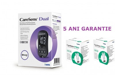 CareSens Dual glucometru (glicemie si cetonemie) + 100 teste glicemie, testare rapida si precisa, bluetooth, nu necesita codare + CADOU cleste unghii