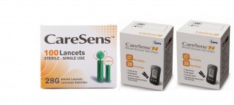CareSens N 100 teste glicemie + 100 ace + CADOU 2 bureti hemostatici 10x10x10mm.