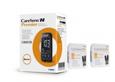 CareSens N Premier glucometru + 100 teste, testare rapida si precisa, ecran luminos, bluetooth, nu necesita codare + CADOU 10 teste