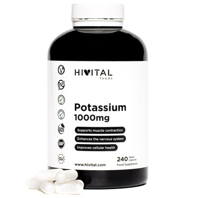 Hivital Potasiu 1000mg. x 240 capsule VEGANE - imbunatateste functia musculara si a sistemului nervos + CADOU Organizator medicamente 28 casete