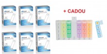 eB-Chek teste glicemie x 300 buc, compatibile cu glucometrele eB-Chek + CADOU organizator medicamente x 28 casete