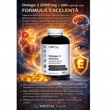 Hivital Omega 3 2000 mg. x 200 capsule moi + CADOU Organizator medicamente 28 casete