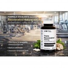 Hivital Trans-Resveratrol 500mg. x 90 capsule VEGANE + CADOU Organizator medicamente 28 casete
