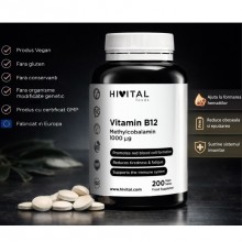 Hivital Vitamina B12 x 200 comprimate VEGANE + CADOU Organizator medicamente 28 casete