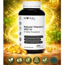 Hivital Vitamina E naturala 400UI x 200 capsule gelatinoase - efect antioxidant, sustine imunitatea + CADOU Organizator medicamente 28 casete